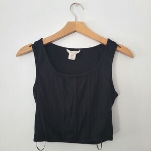 Happily Grey Black Corset Cropped Tank Top M Boning Ribbed